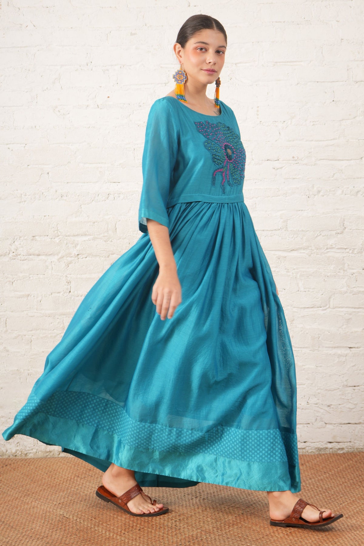 Teal Motif Dress