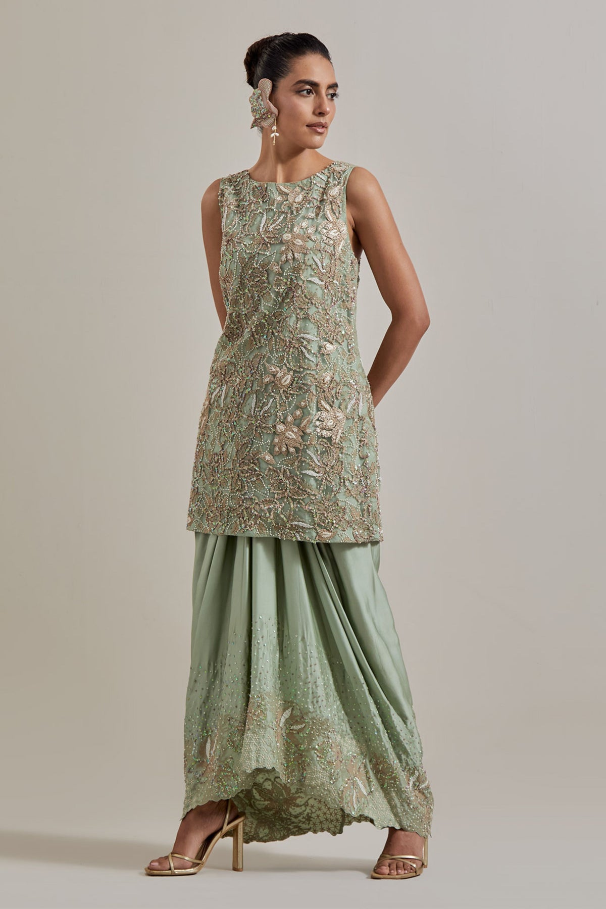 Green Skirt Set