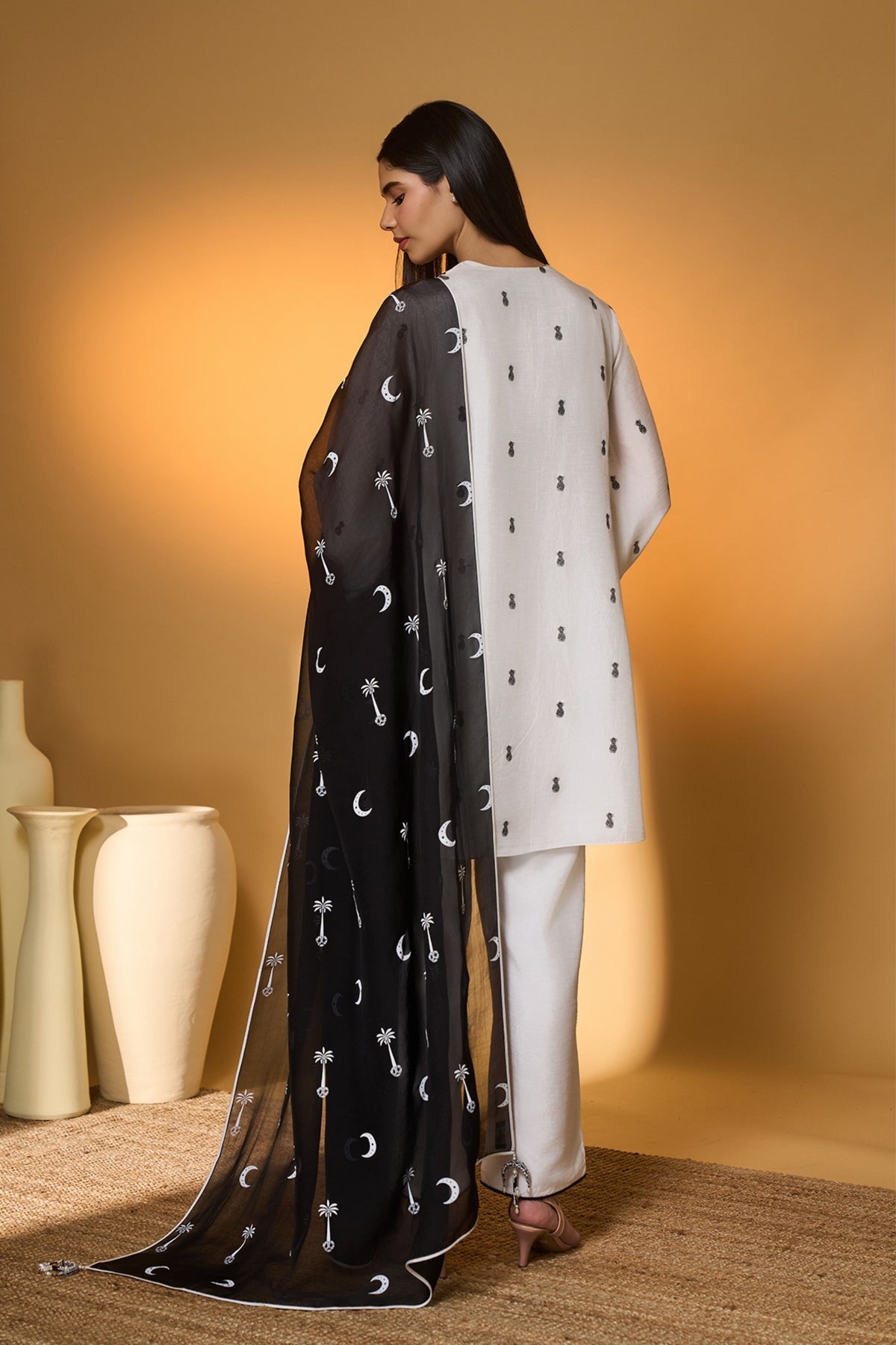 Ivory Pine-code Kurta Set