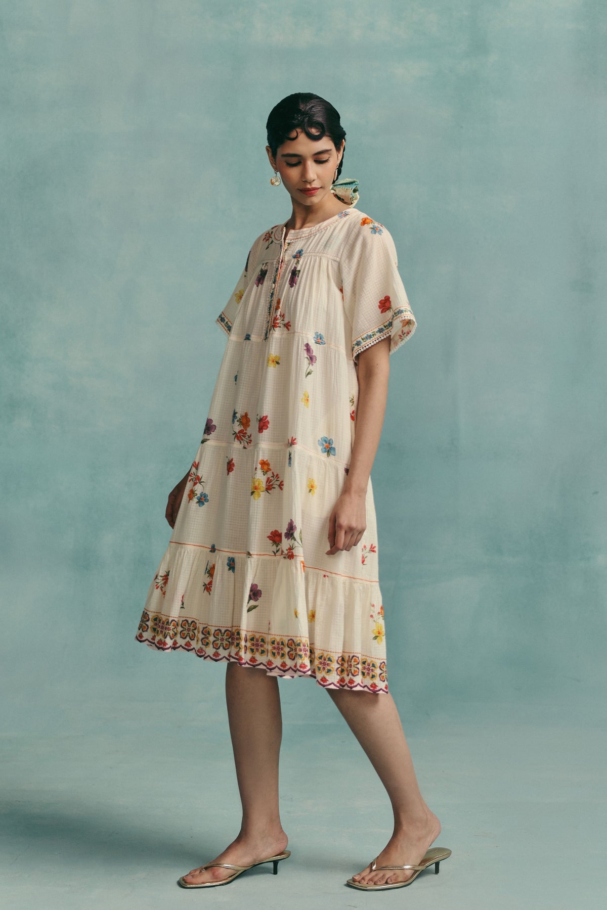 Daisy Ecru Tiered Dress