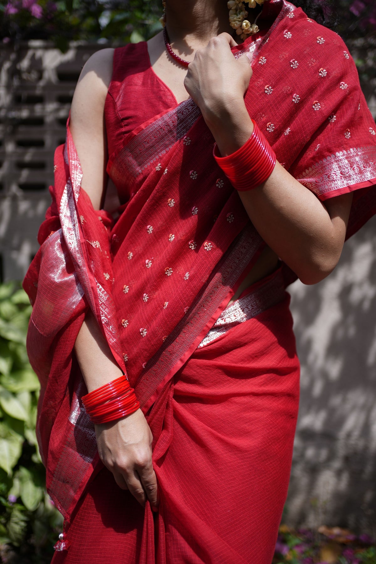 Ridhi Shimmering Heritage Red Saree