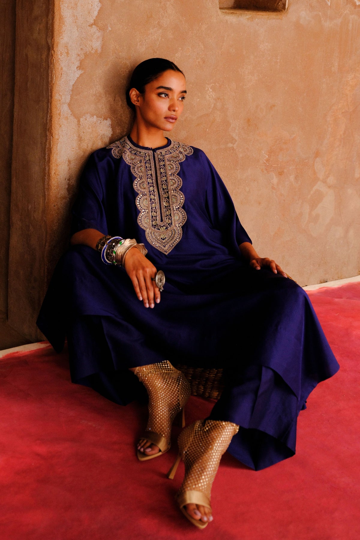 Embroidery Purple Kaftan