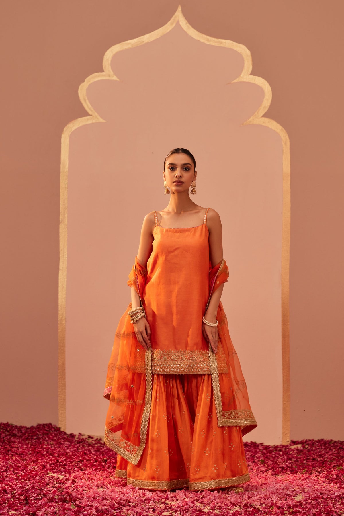 Yasmin Orange Straps Kurta Set