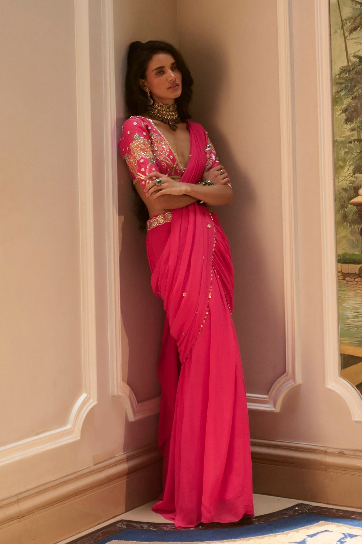 Kaia Hot Pink Saree Set