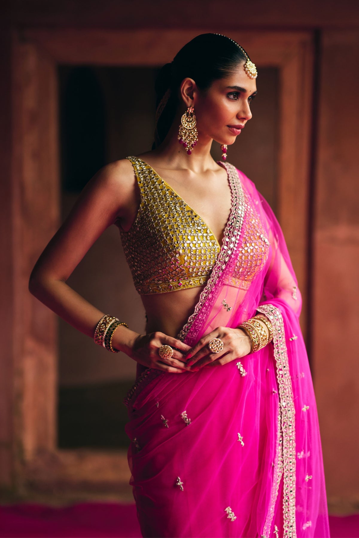 Rani Net Saree Set