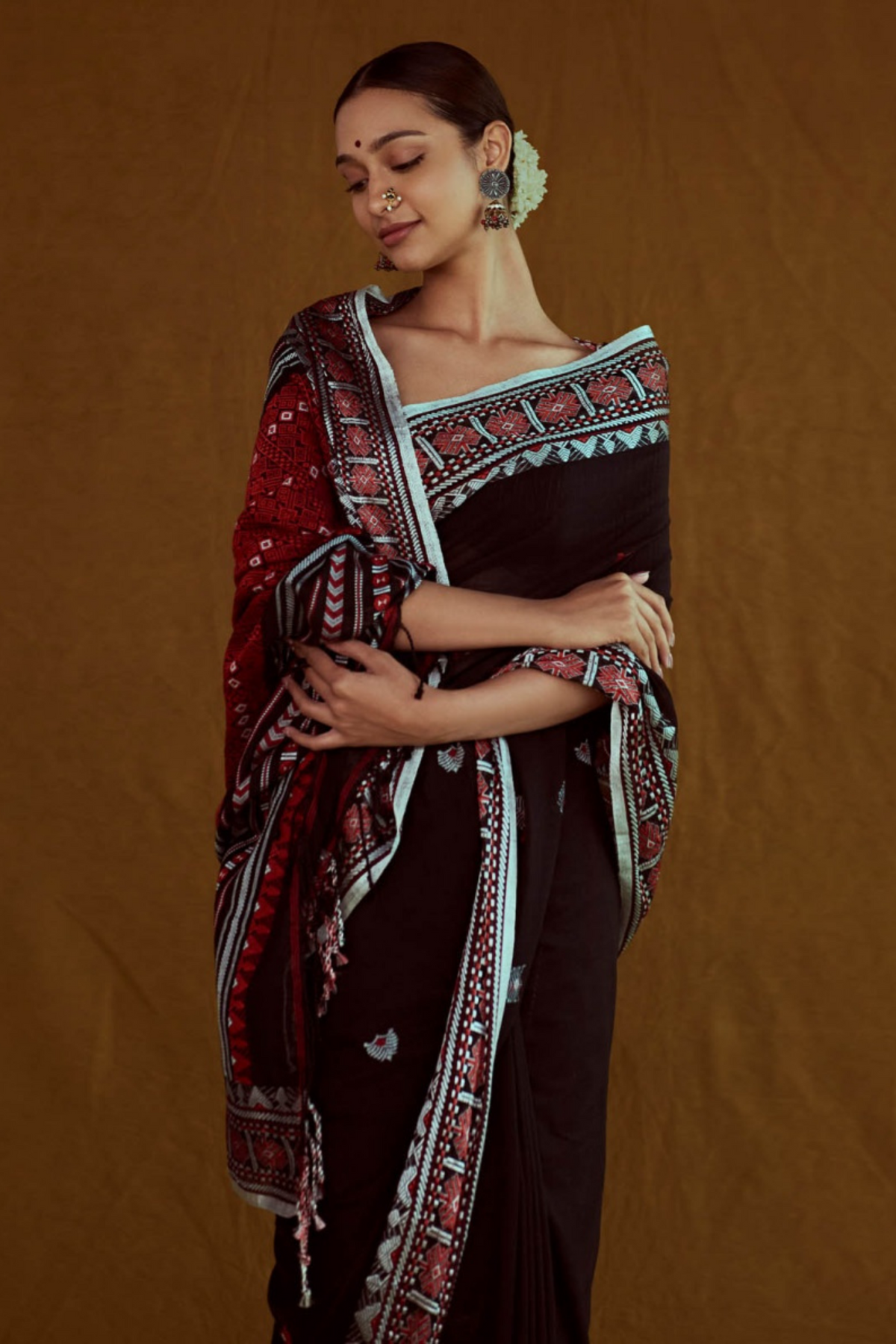 Black Handwoven Cotton Saree