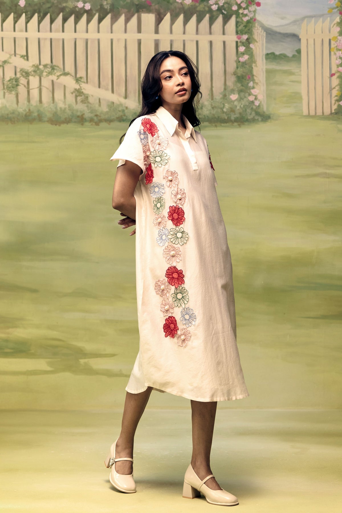 Petal Dust Fluid Shirt Dress