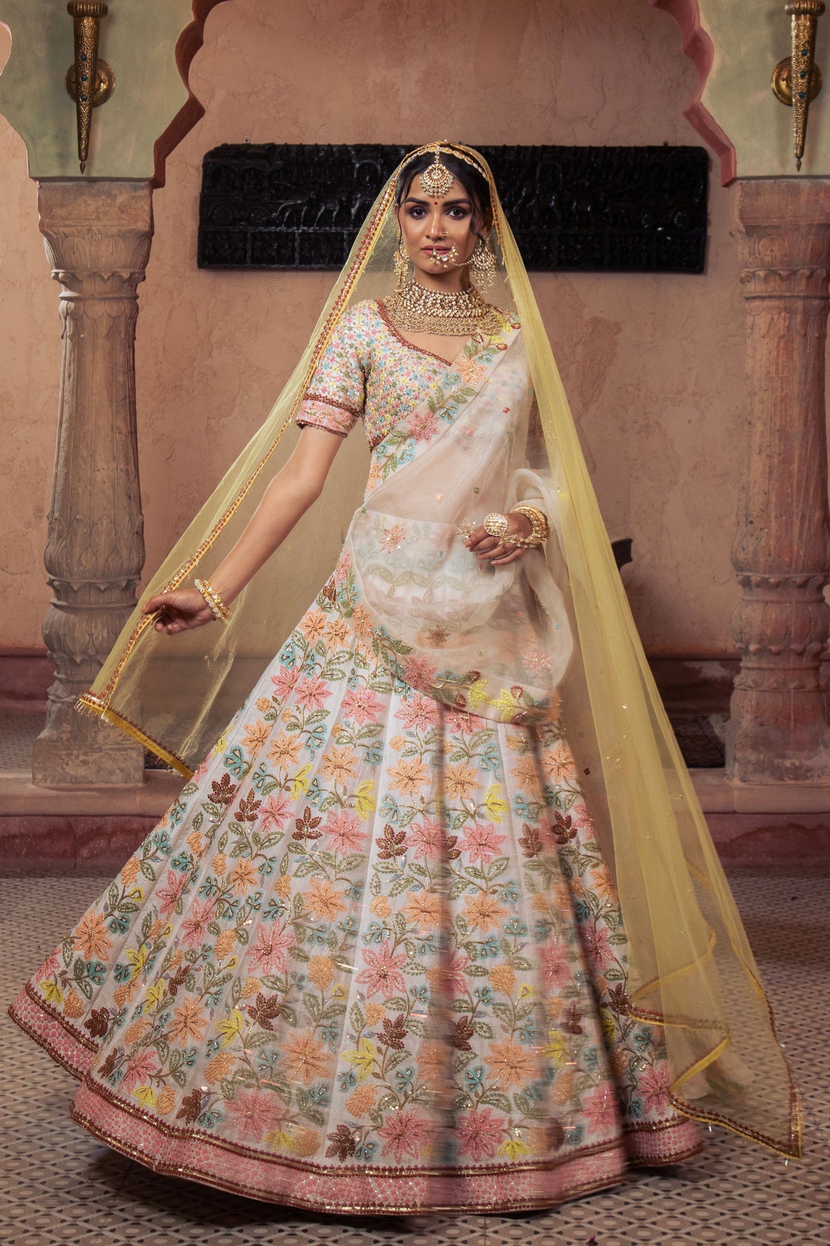 Ivory Embroidered Lehenga Set