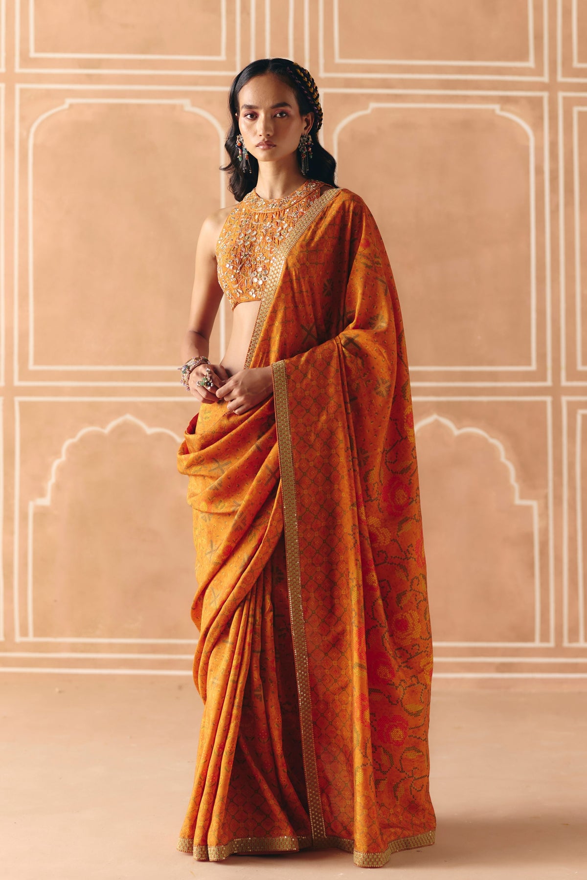 Burnt Orange Saree Set