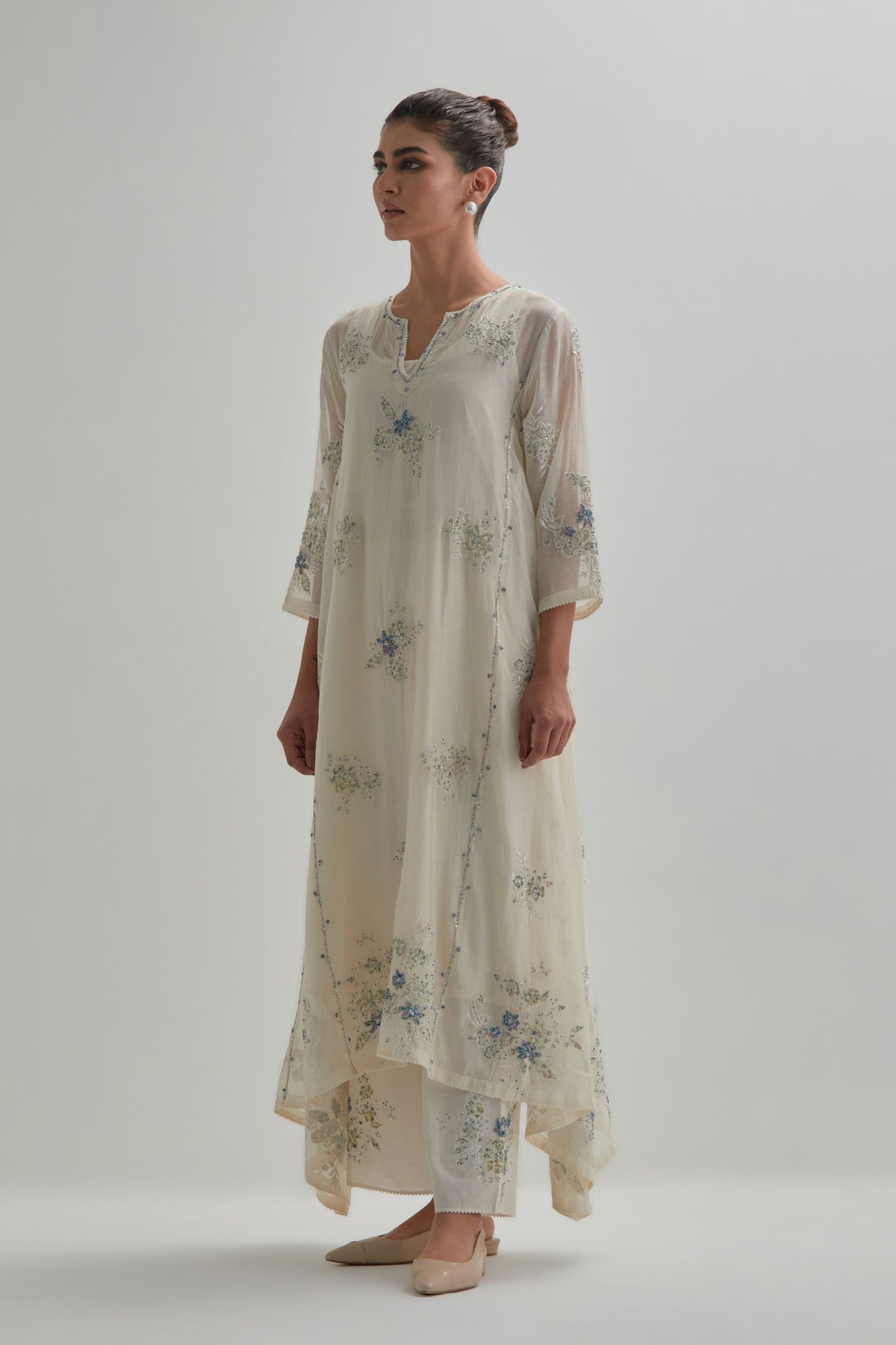 Blue Asymmetric Kurta Set