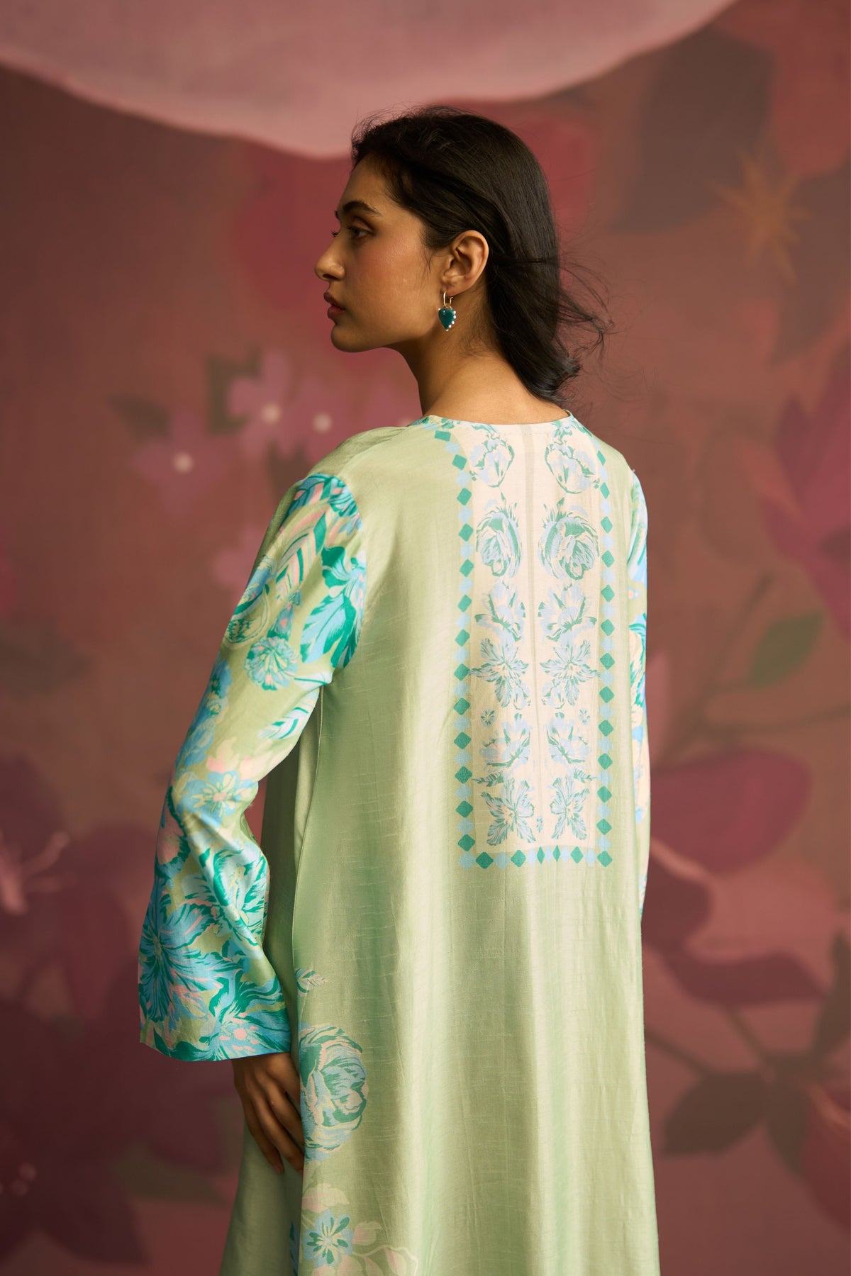 Mint Green Sage Bloom Kaftan