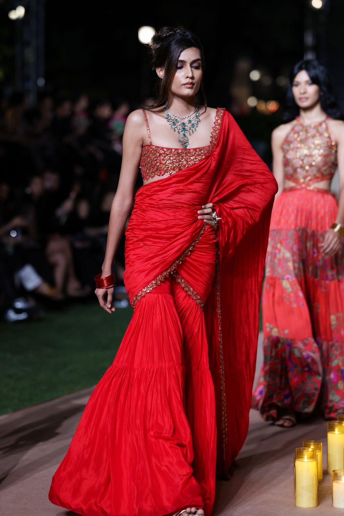 Surkh Laal Gharara Saree Set