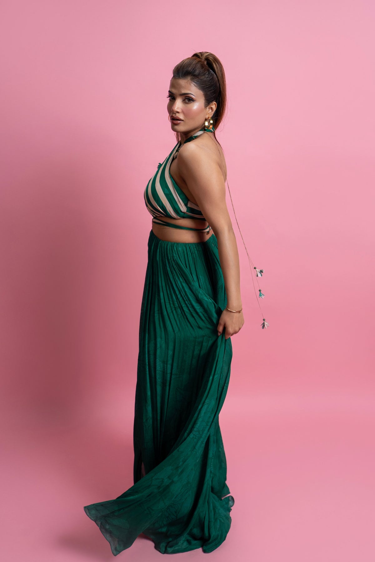 Halter Gathered Maxi Dress