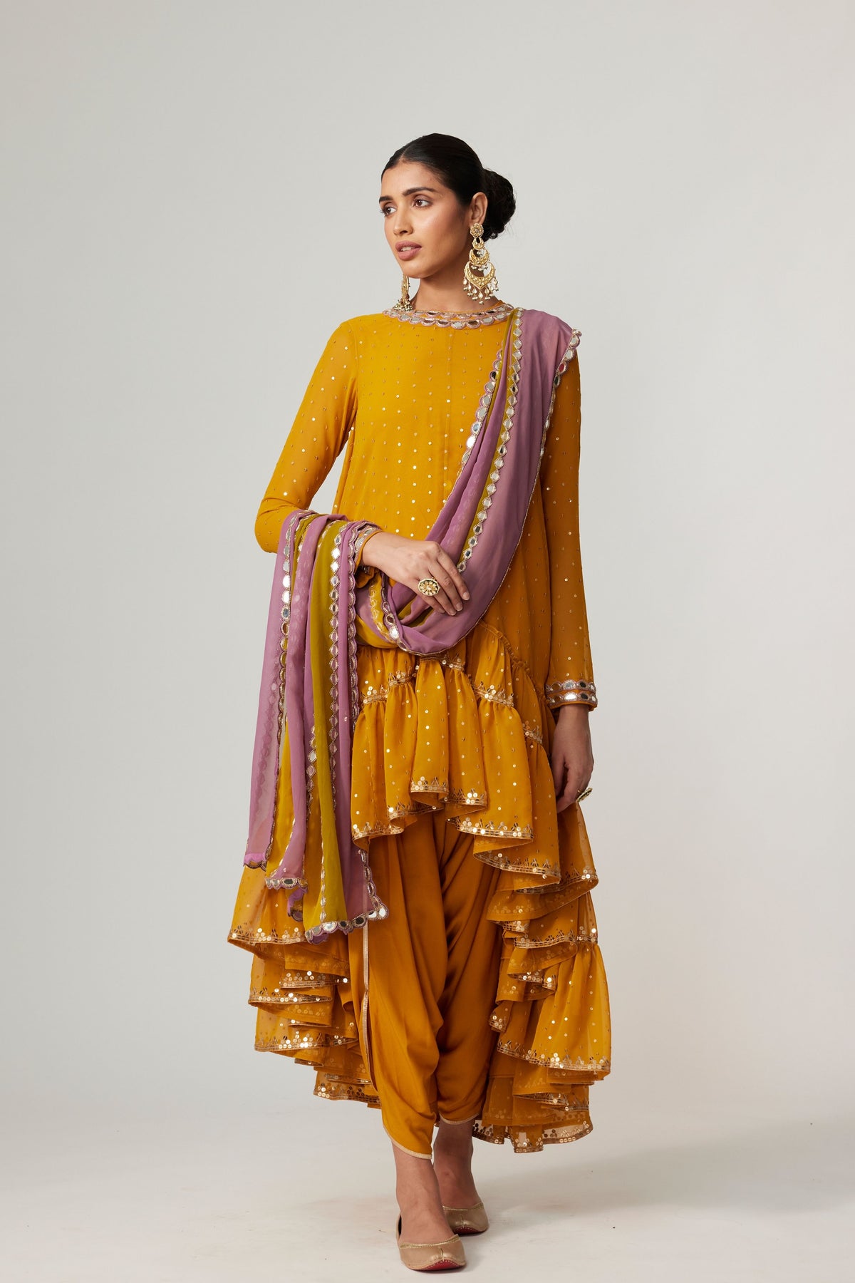 Mustard Dhoti Kurta Set
