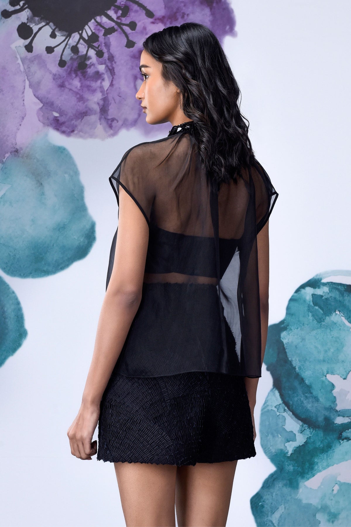 Organza Gather Neck Top