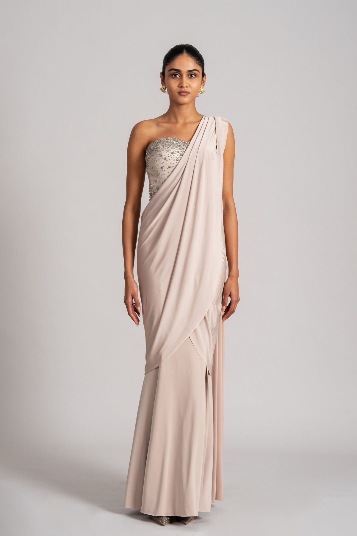 Corsetted Maze Draped Saree Set