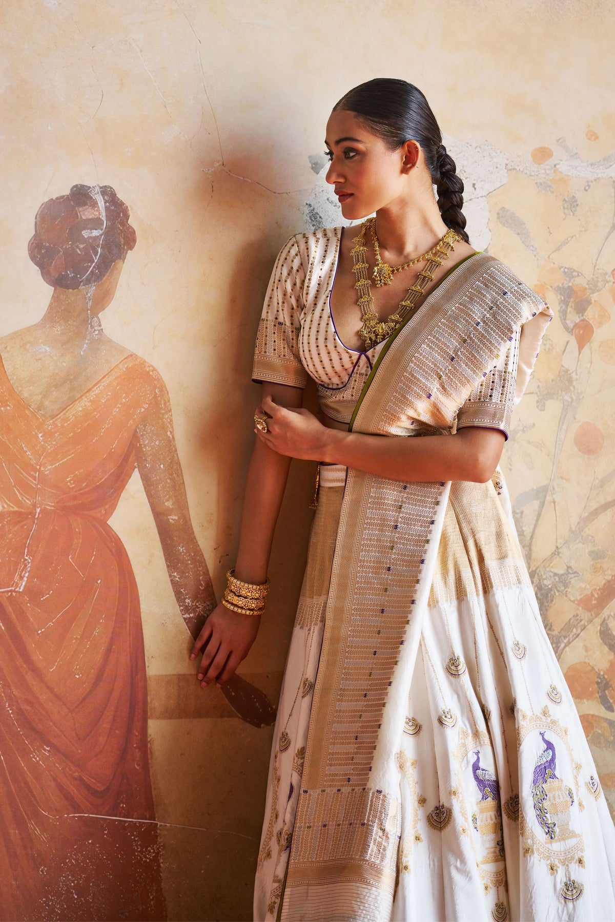 Ivory Banarasi Lehenga Set