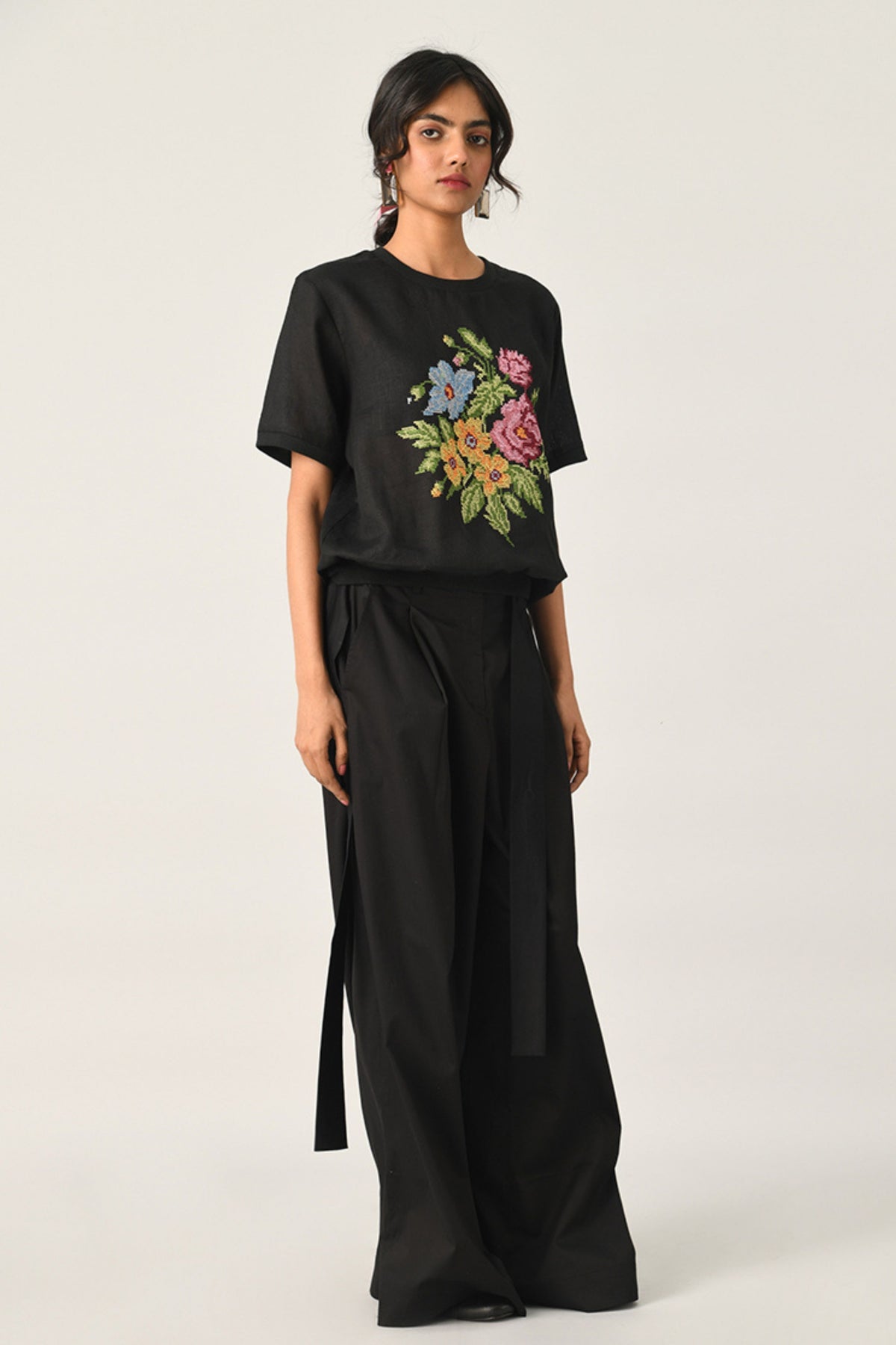 Black Ekstase Embroidered Top