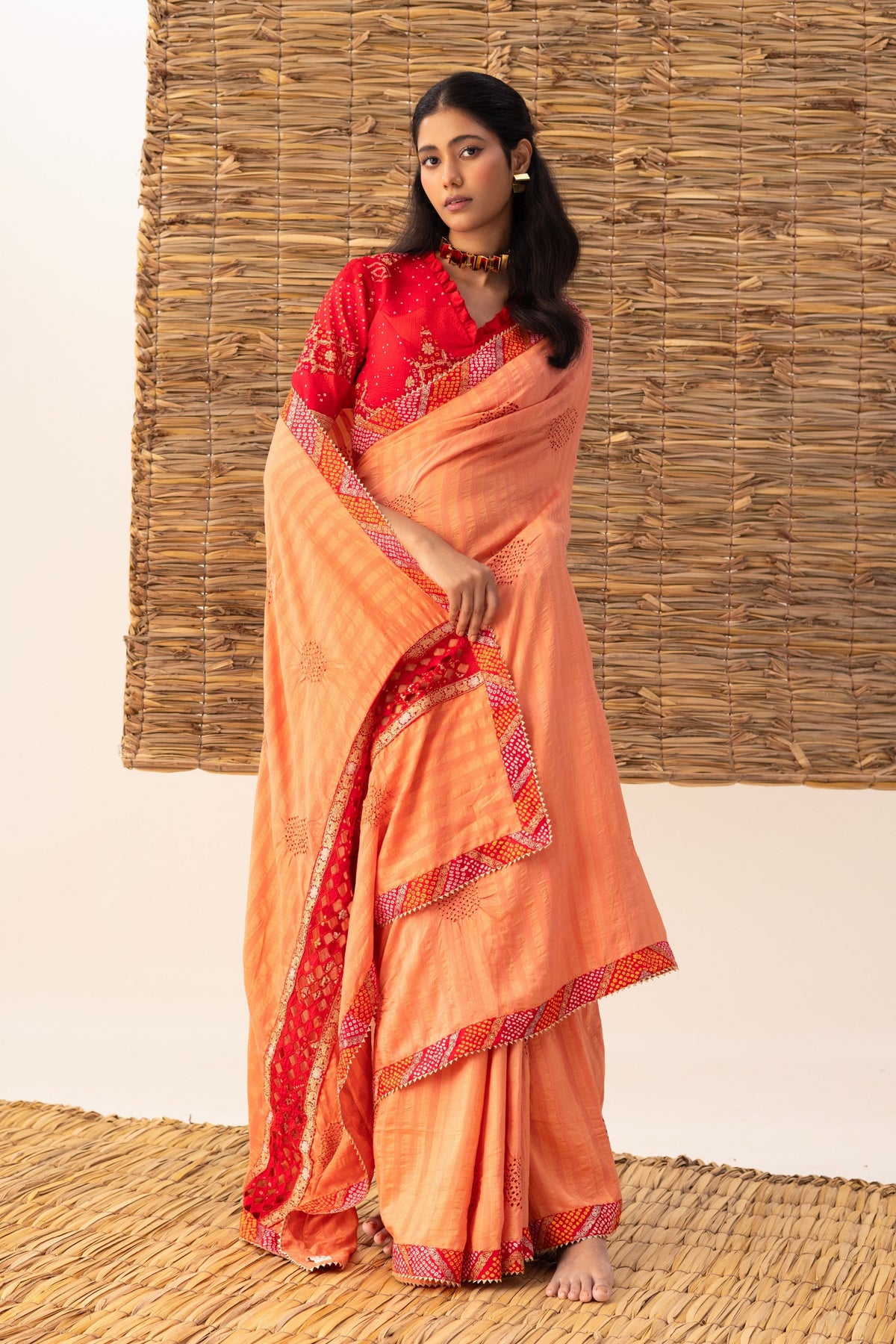 Polka Bandhani Saree set