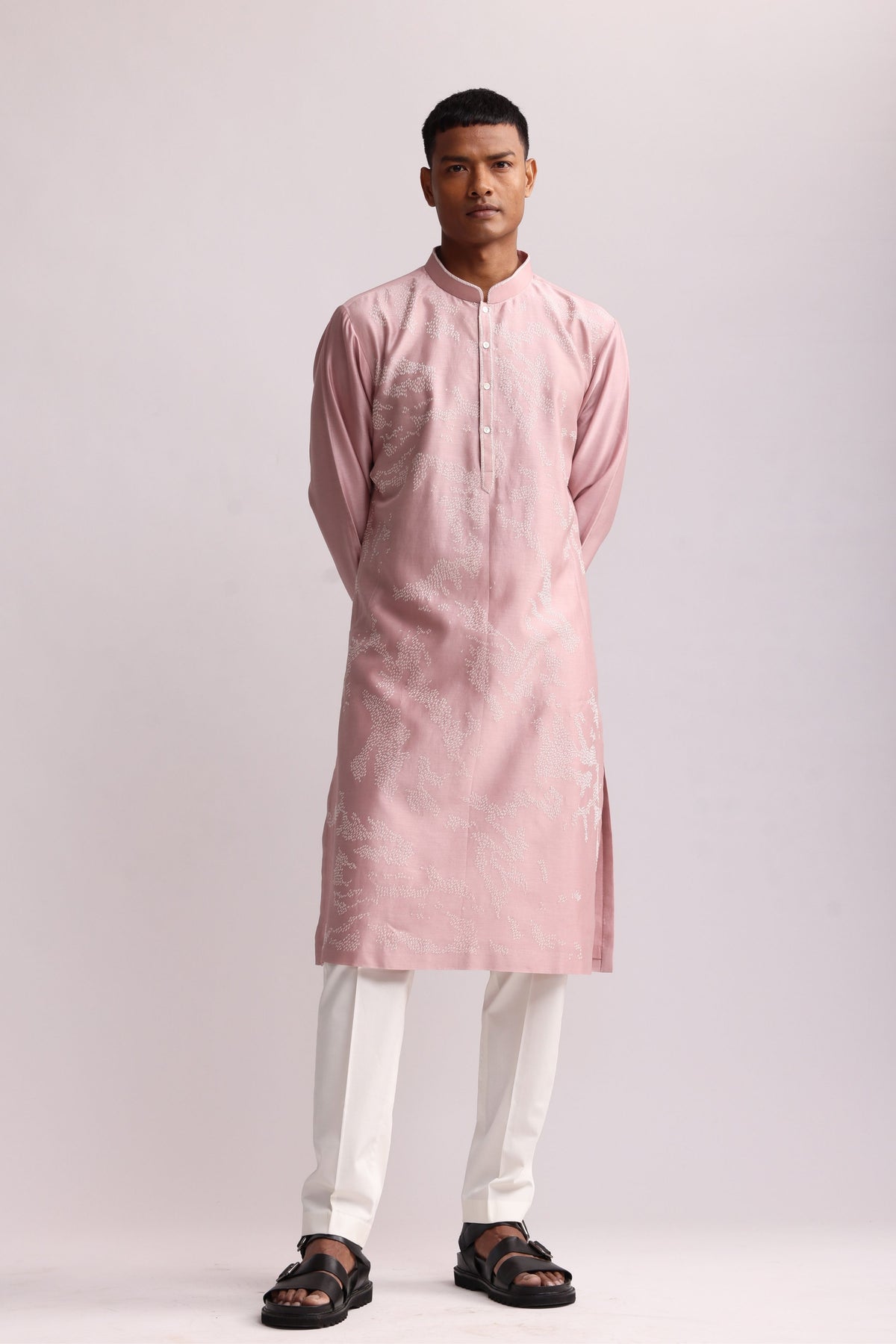 Shadow Embroidered Old Rose Kurta Set