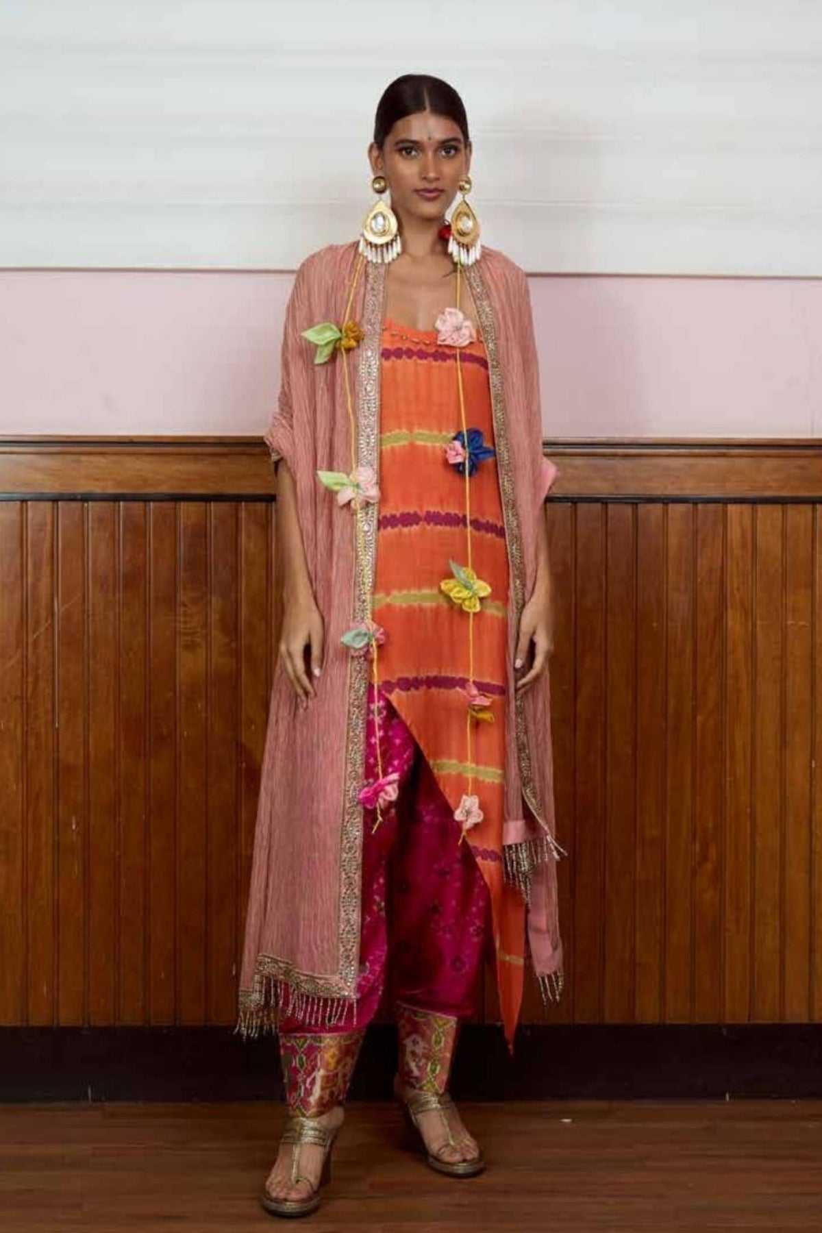 Sandhya Orange Patola Kurta Set