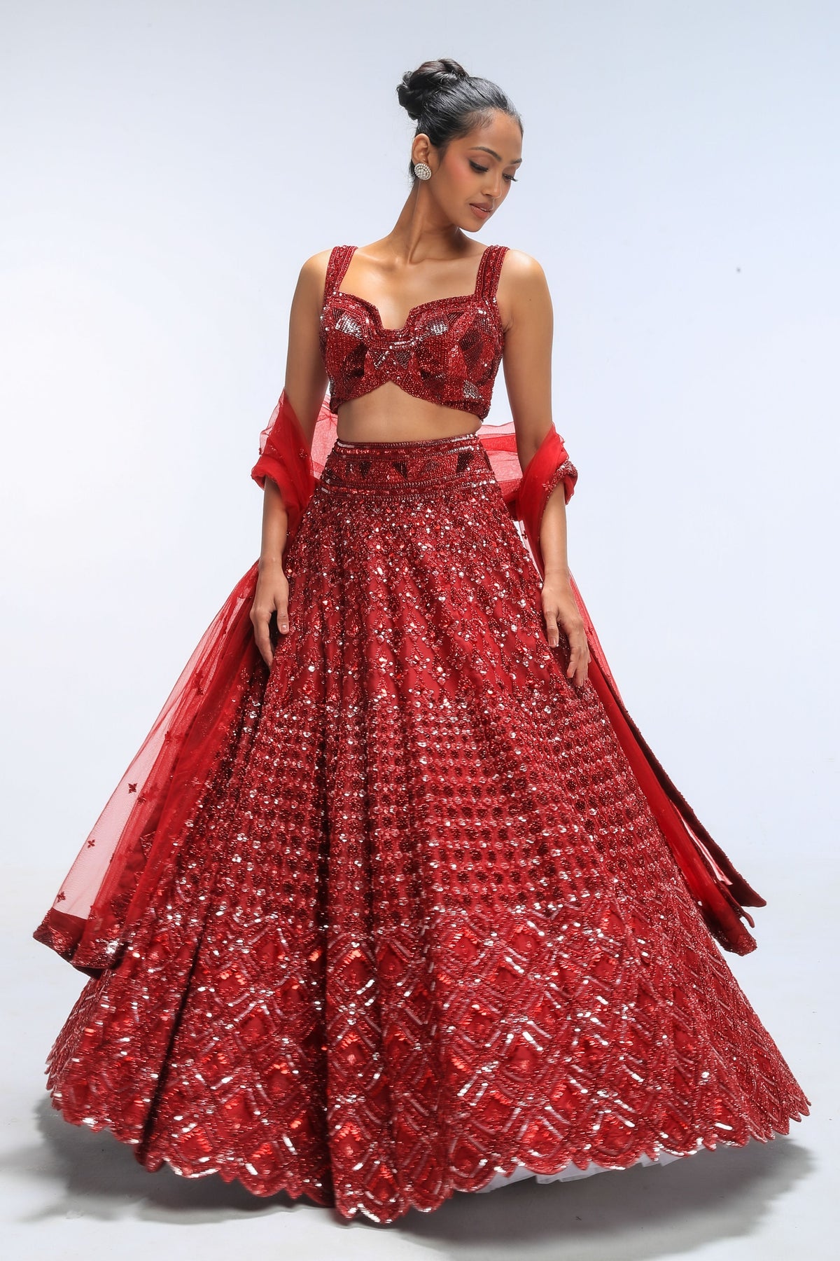 Red Reverie Seabloom Lehanga