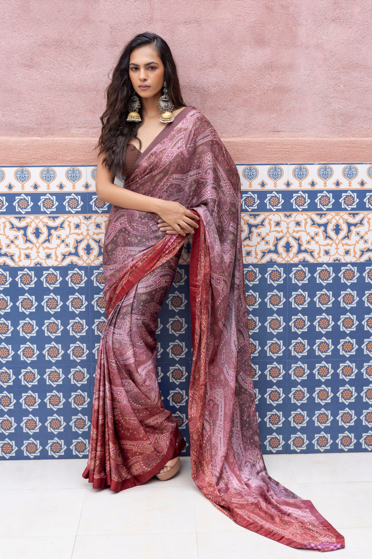 Pink Ombre Saree Set