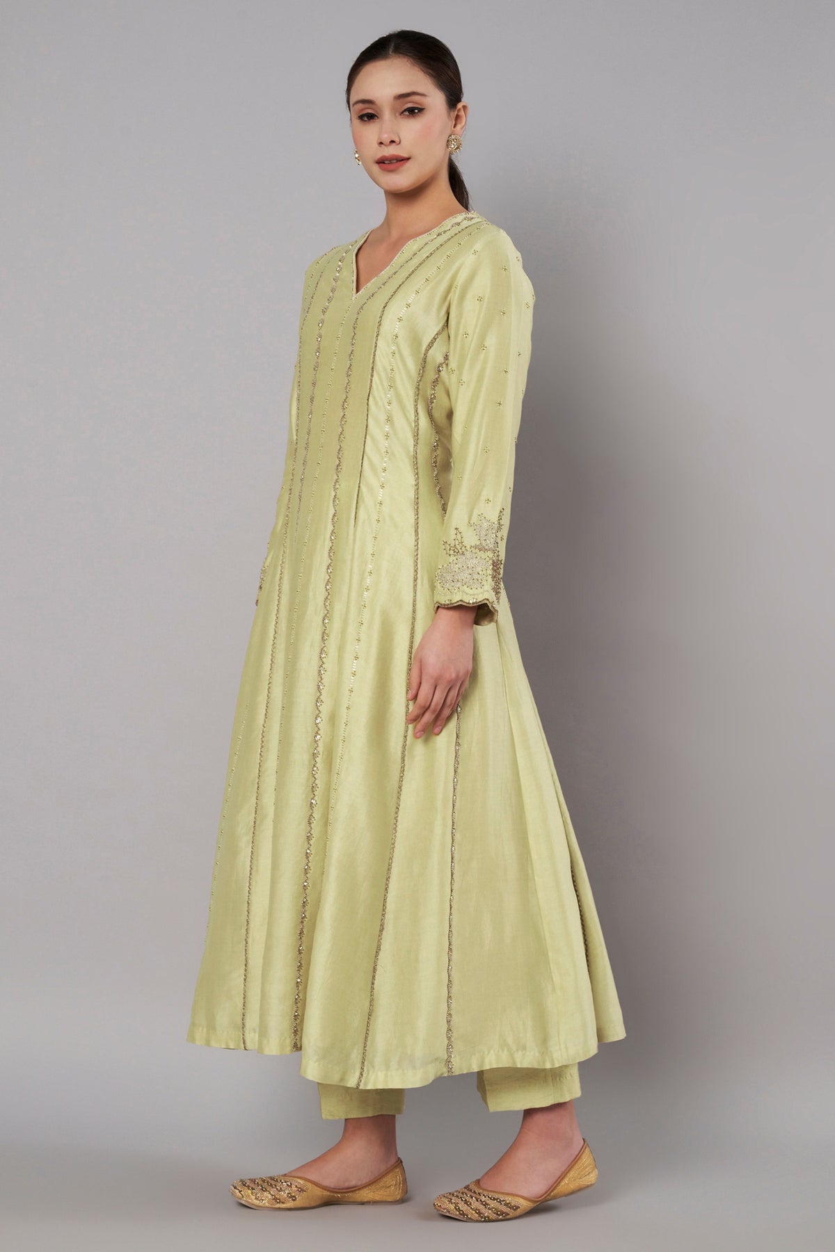 Spring Halo Soft Lime Anarkali Set