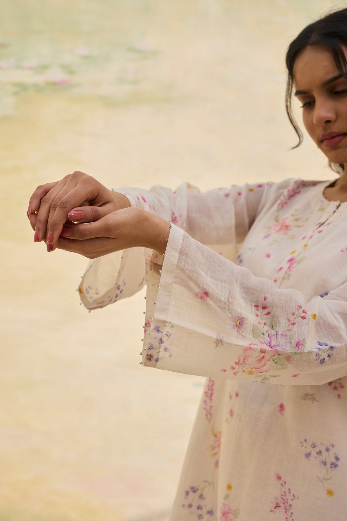 Ivory Floral Tunic Set