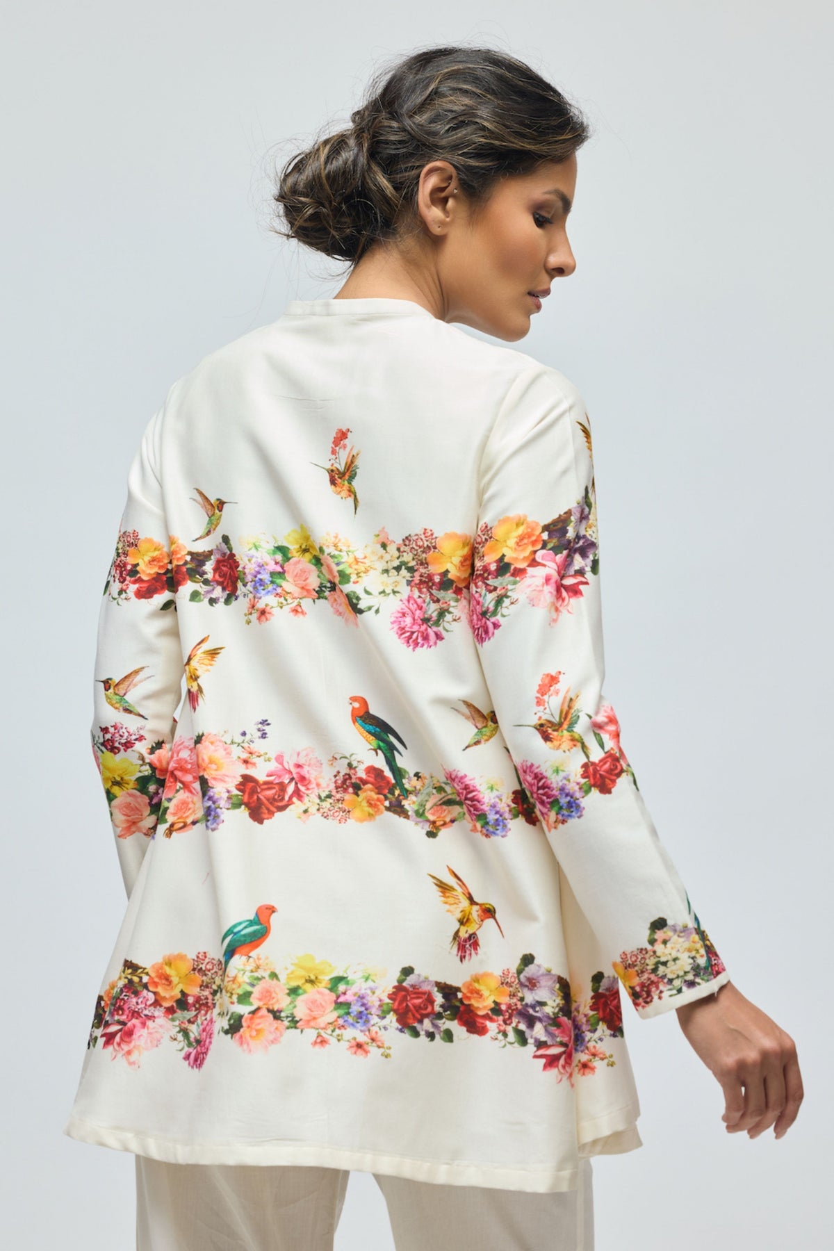 Ivory Floral Chanderi Tunic Set