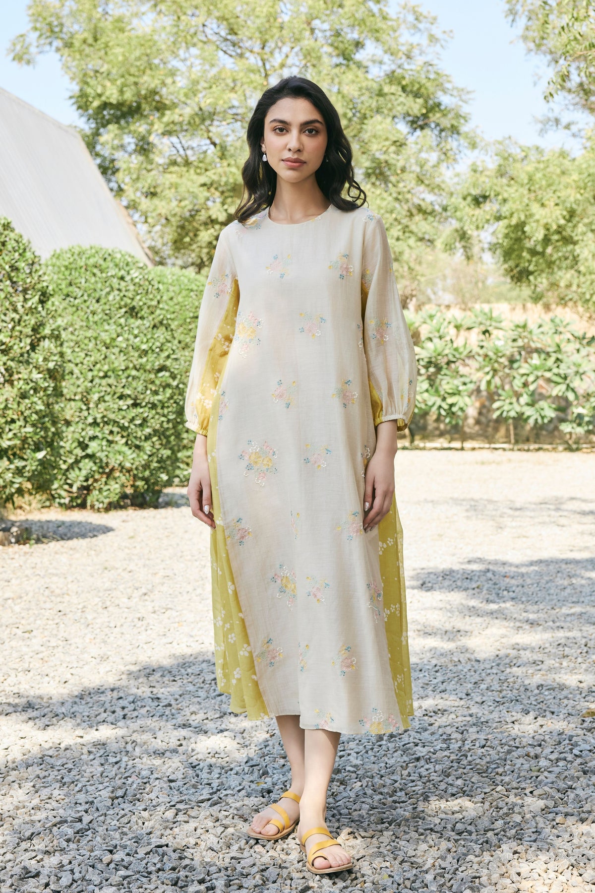 Ecru Embroidered Dress