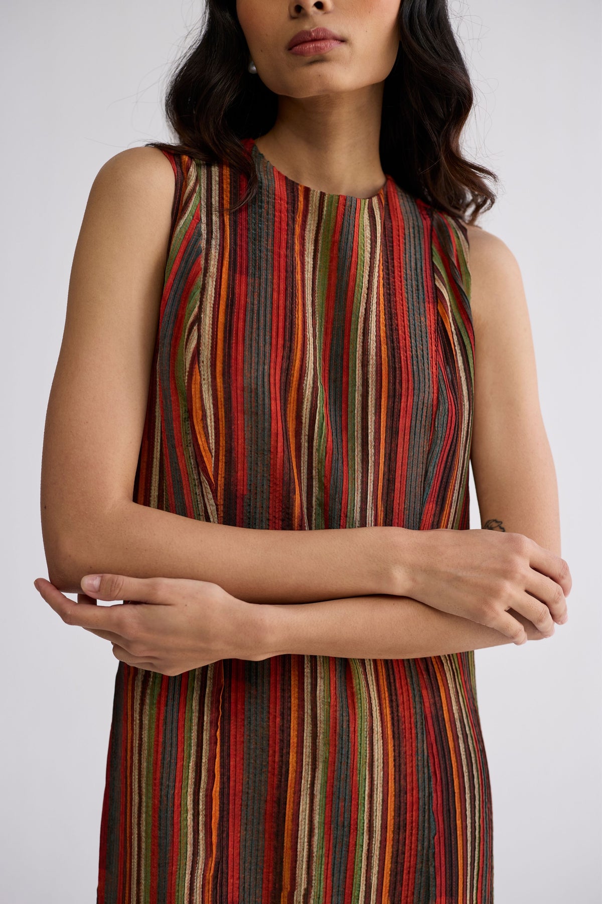 Jilian Crepe Pintucks Dress