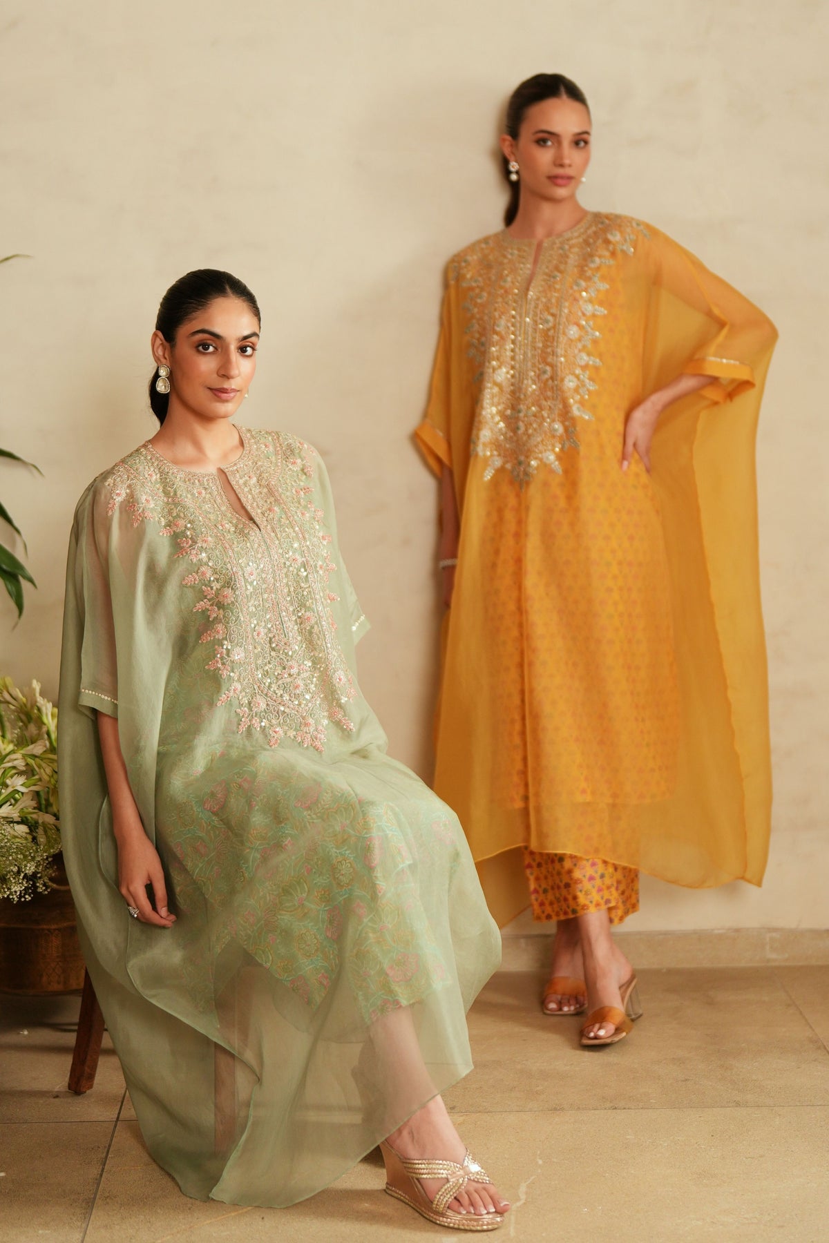 Mustard Kaftan Set