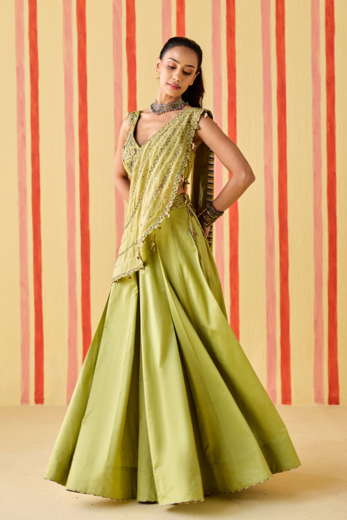 Gayatri Green Lehenga Set