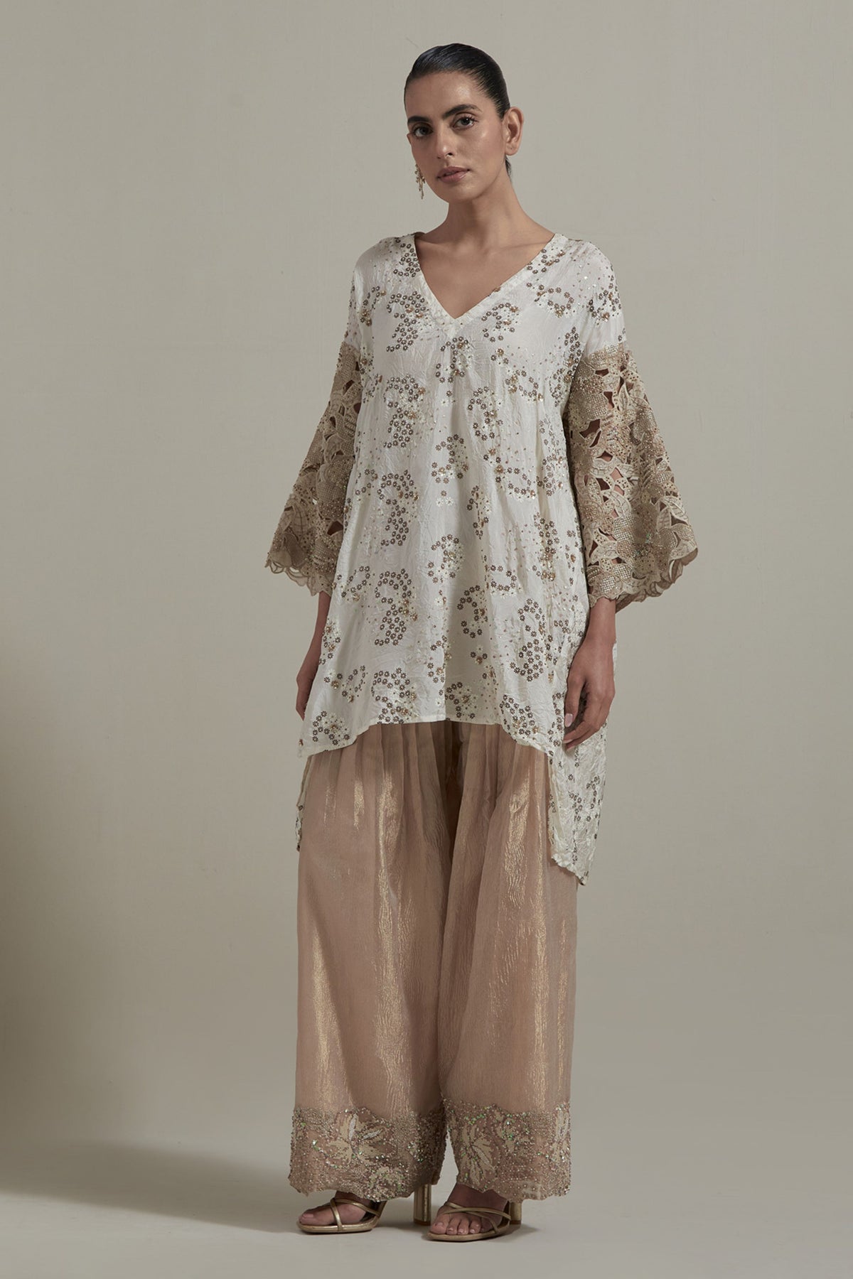 Pink Cutwork Sleeve Kurta Set
