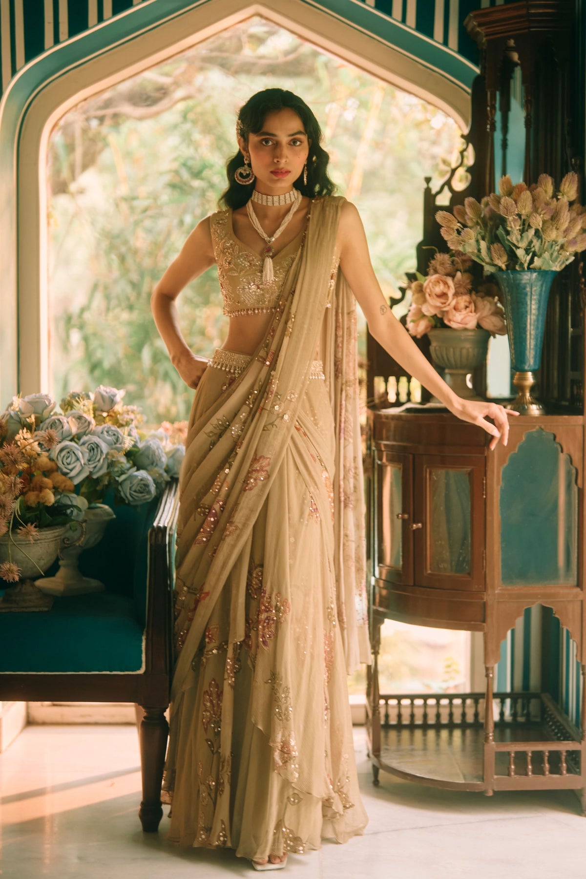 Beryl Draped Saree Set