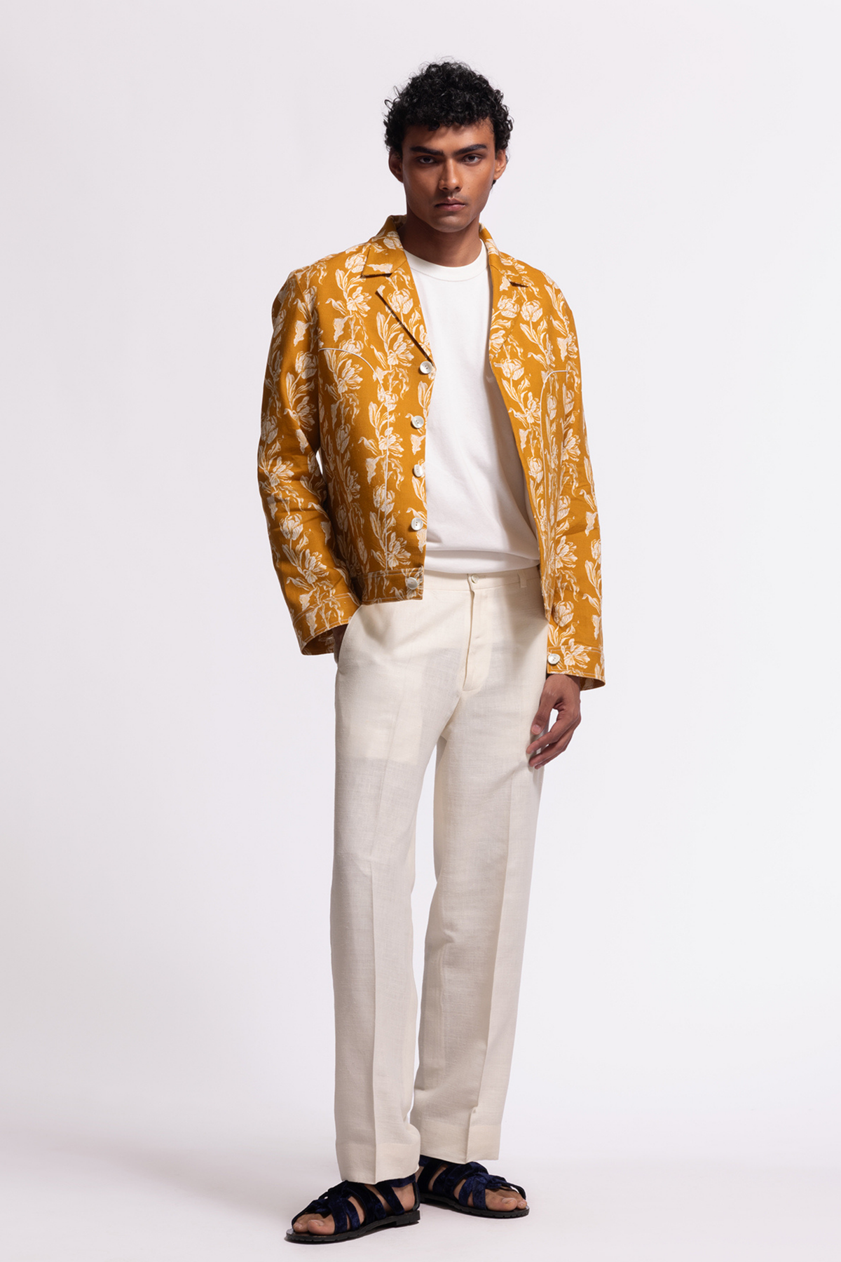 Mustard Floral Printed Jacket