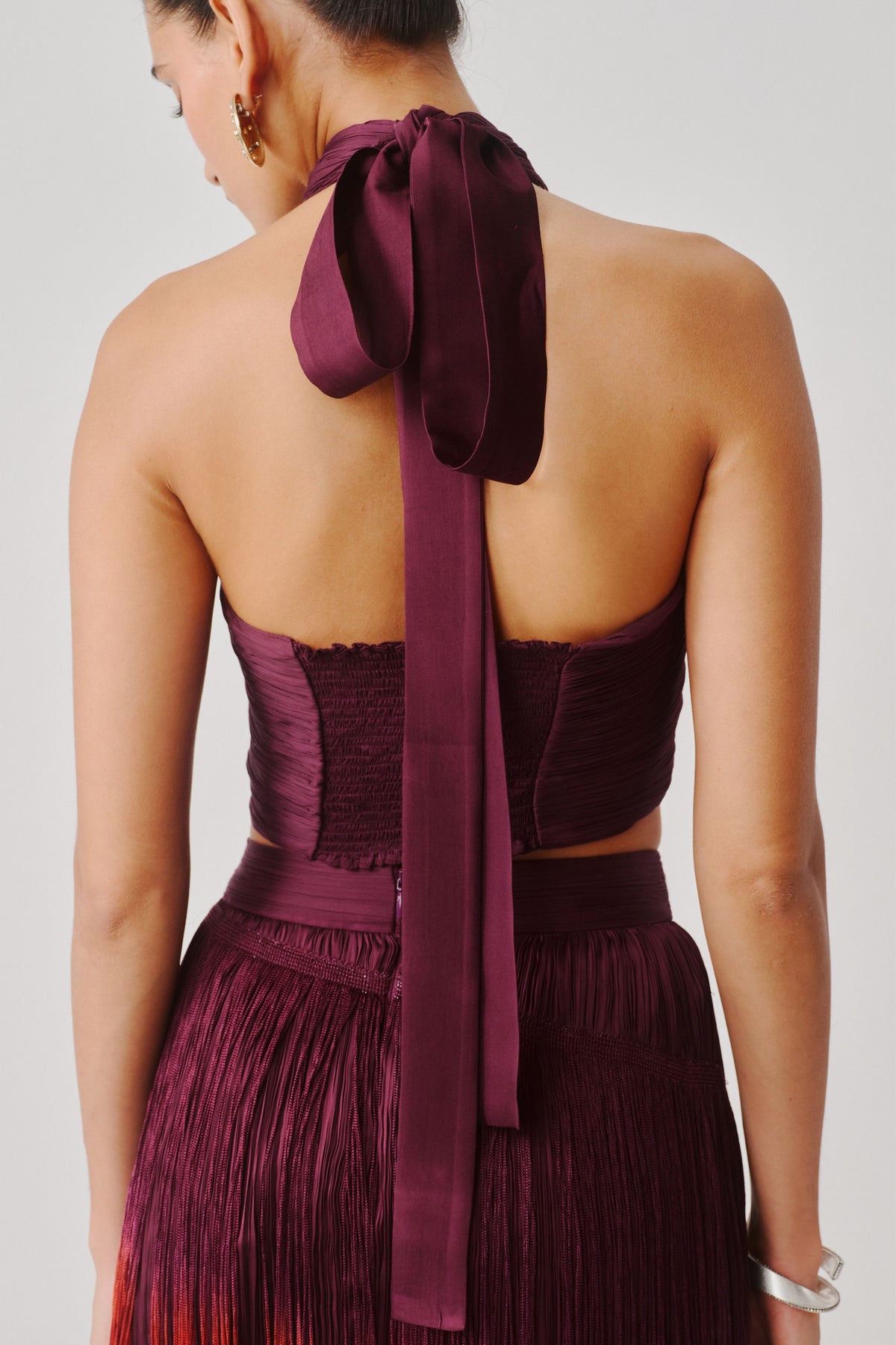 Hope Burgundy Halter Top With Elastic Back