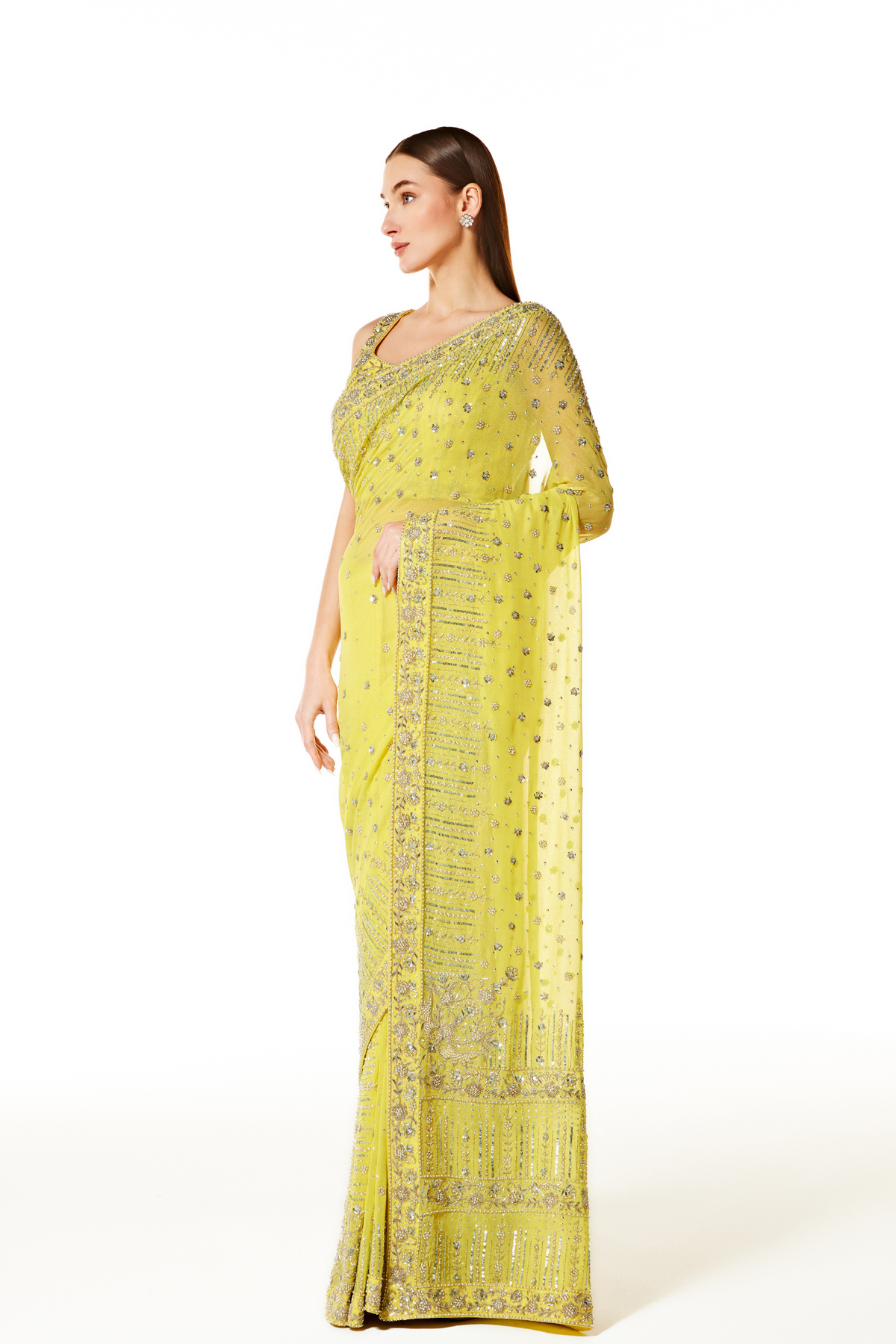 Lime Zaynab Saree Set