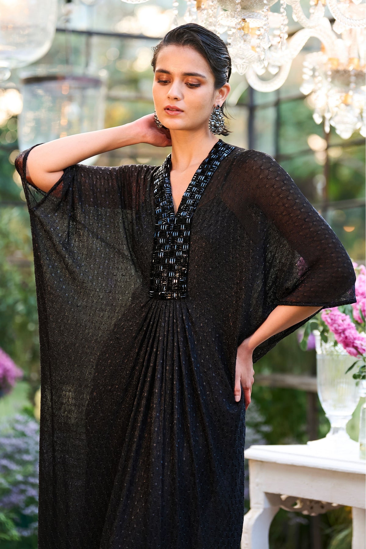 Black Draped Kaftan