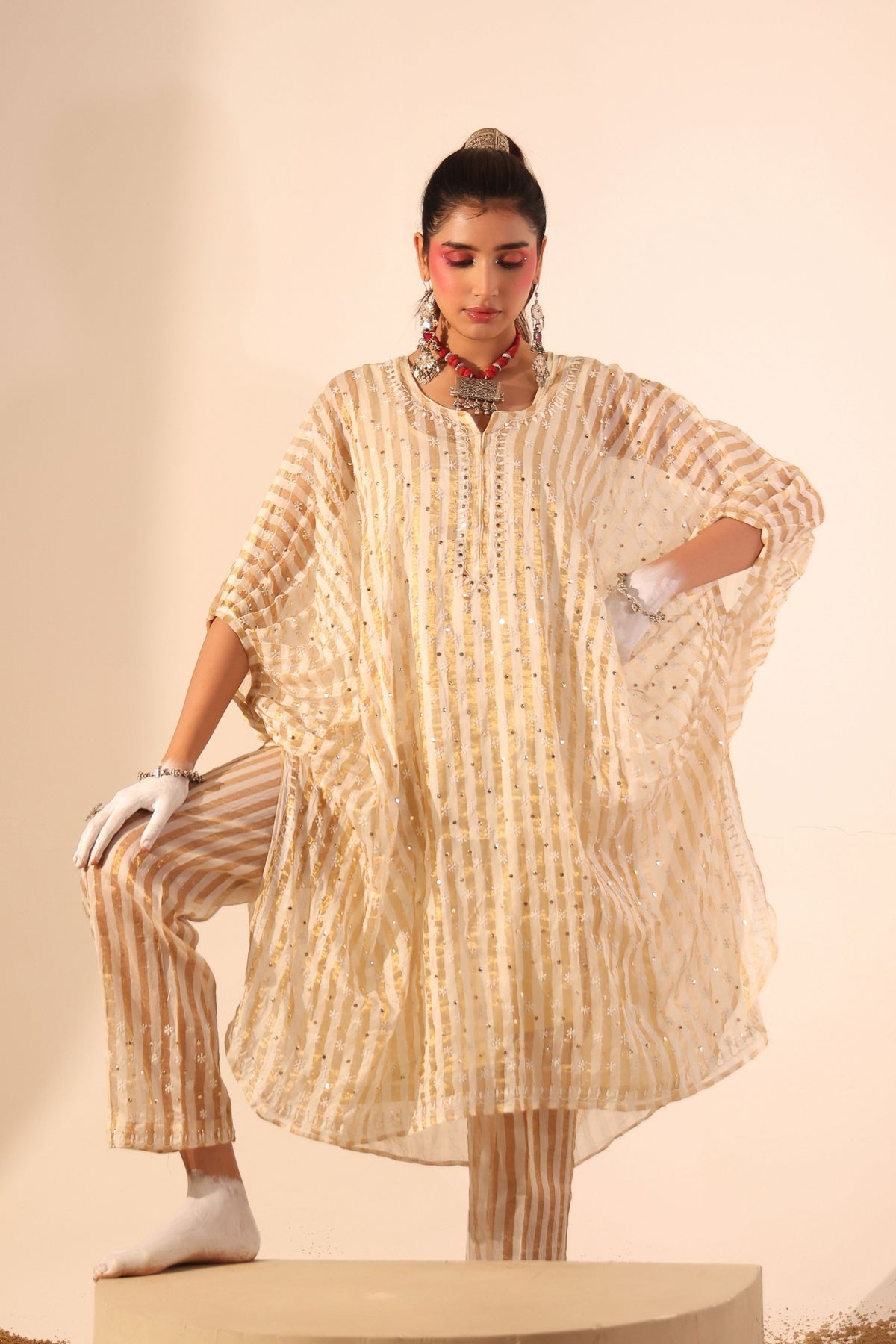 Gold Zari Kaftan Set