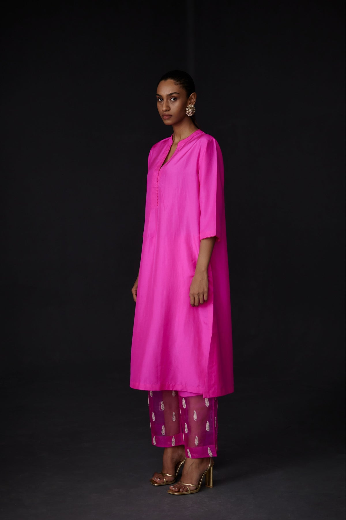 Pink Embroidered Tunic Set