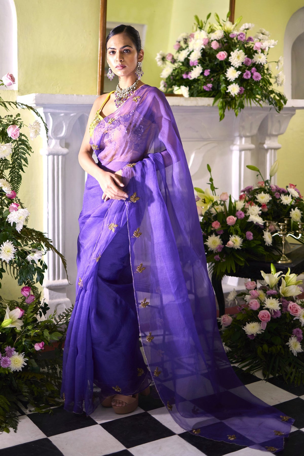 Rosein Purple Saree Set