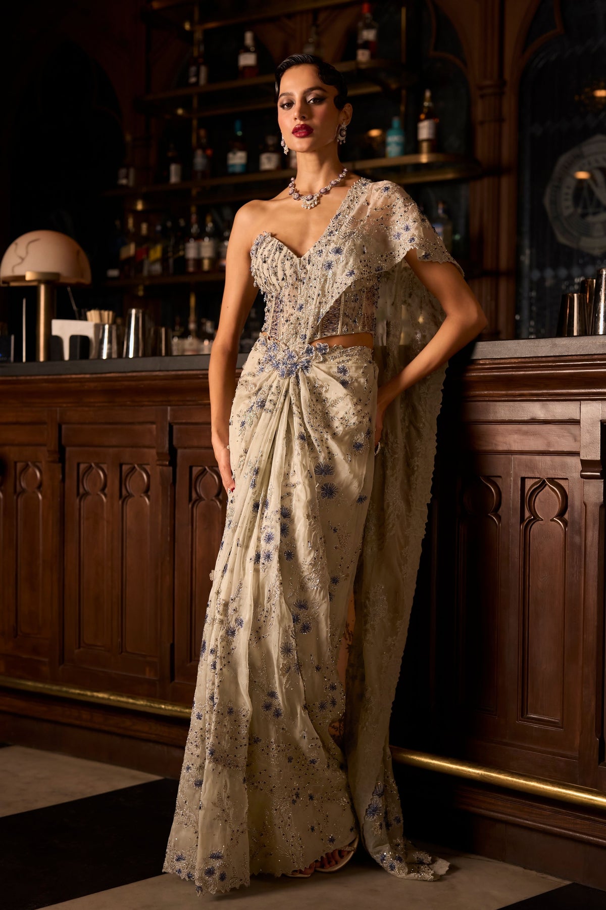 Silver Frost Draped Saree