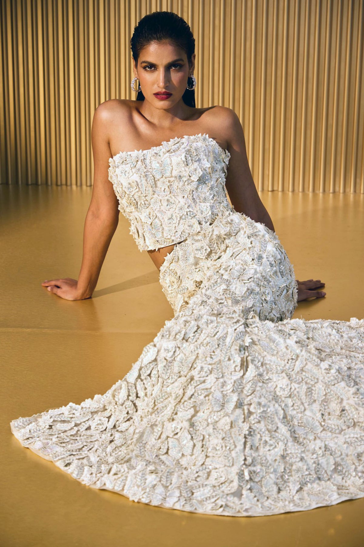 Rosette Fishtail Lehenga and Corset