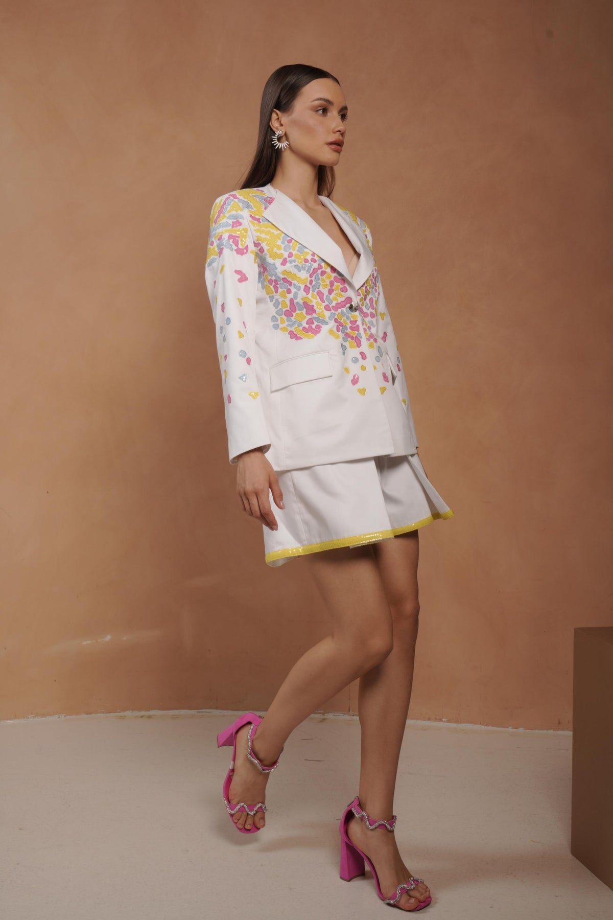 Multi Color Applique Blazer Set