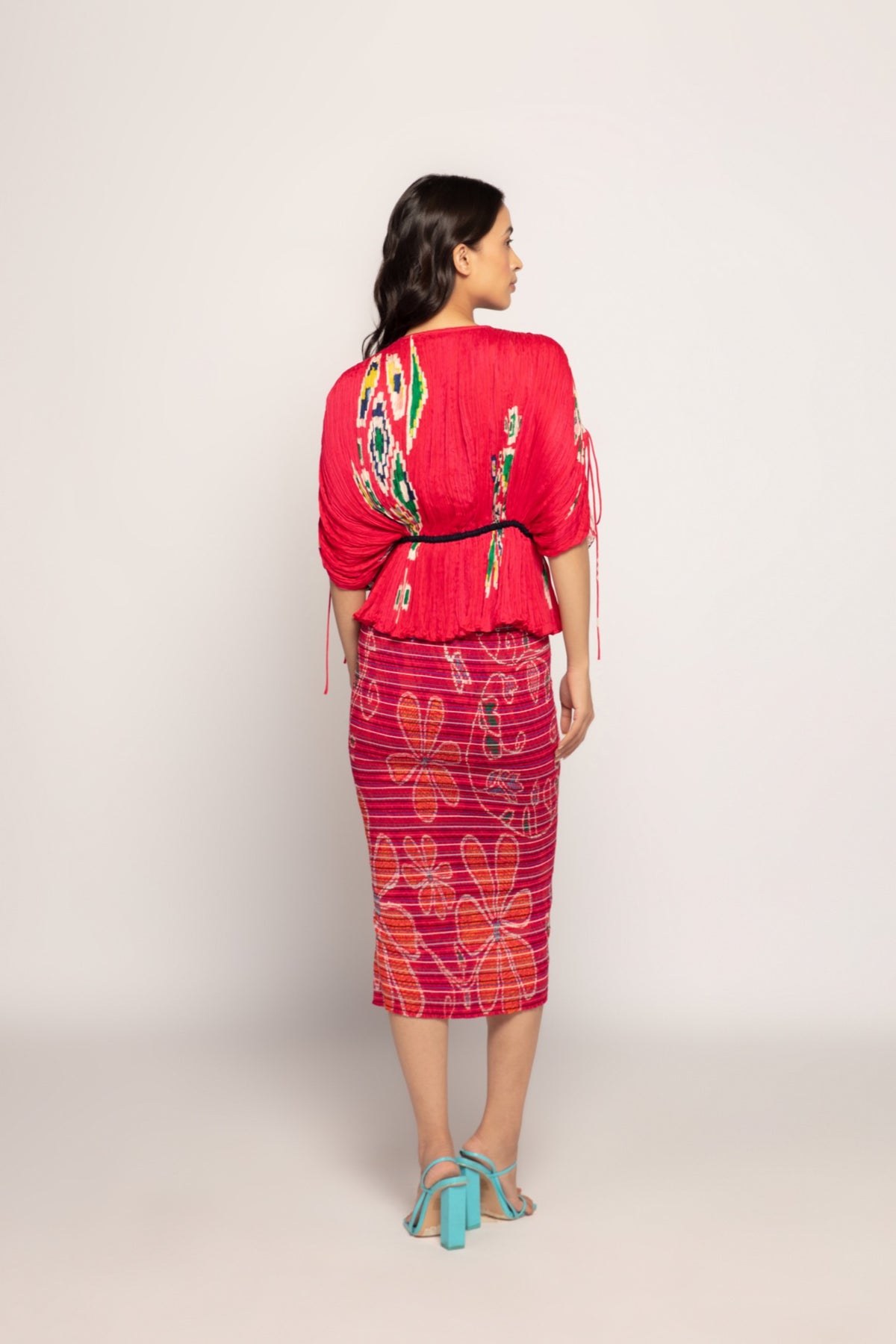 Marigold and Stripe Print Skirt
