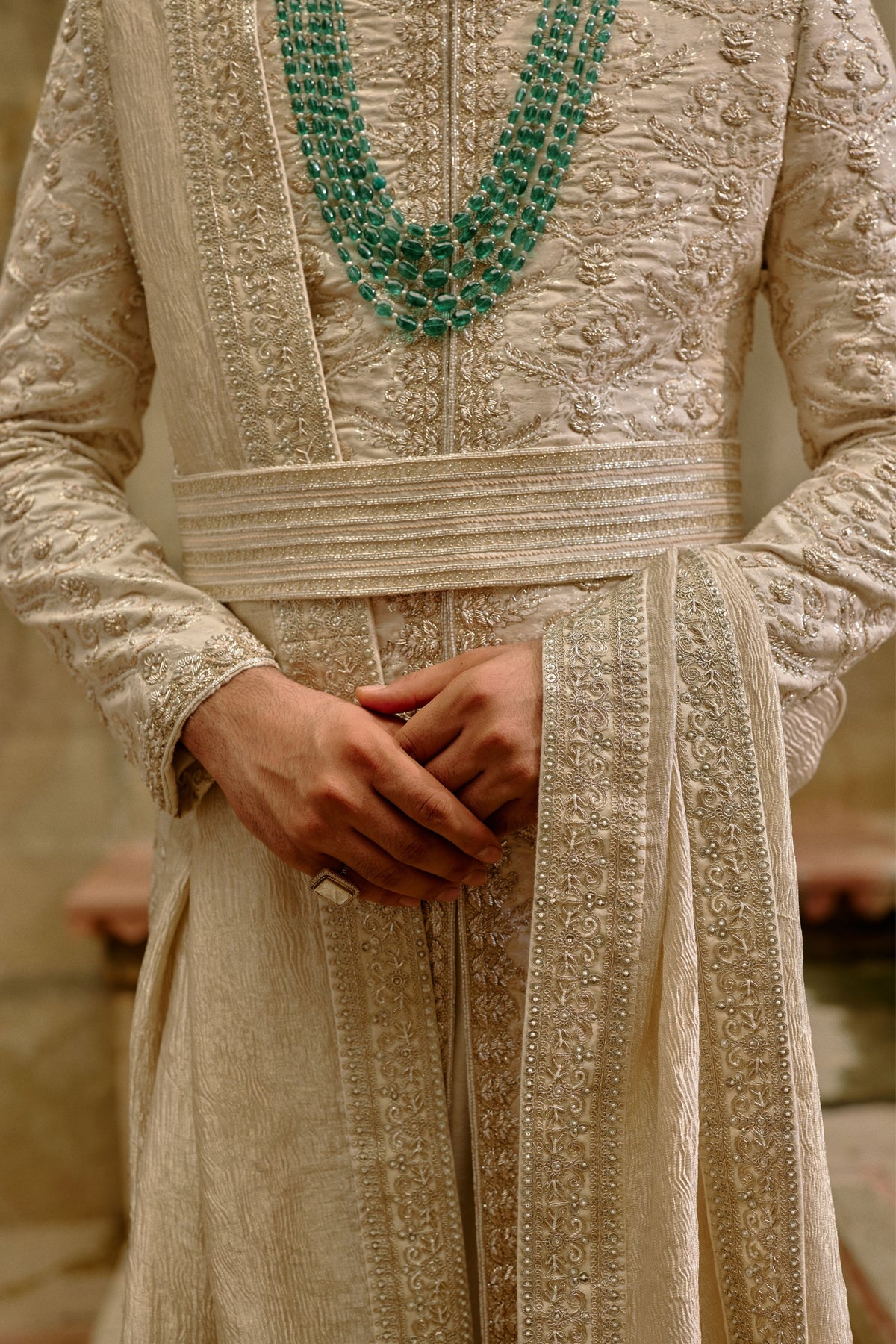 Silk Brocade Sherwani Set