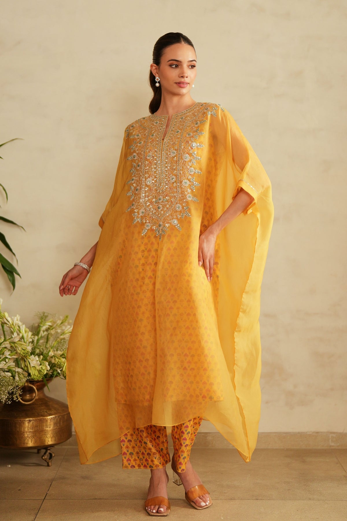 Mustard Kaftan Set