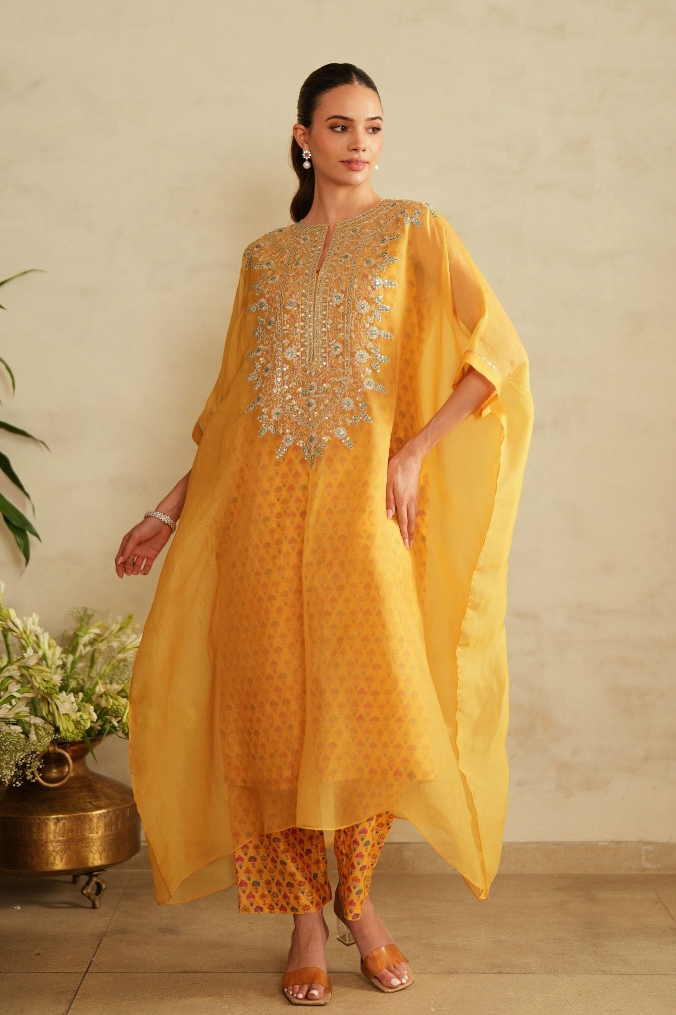 Mustard Kaftan Set - Saisha By Charu Arora - Elahe